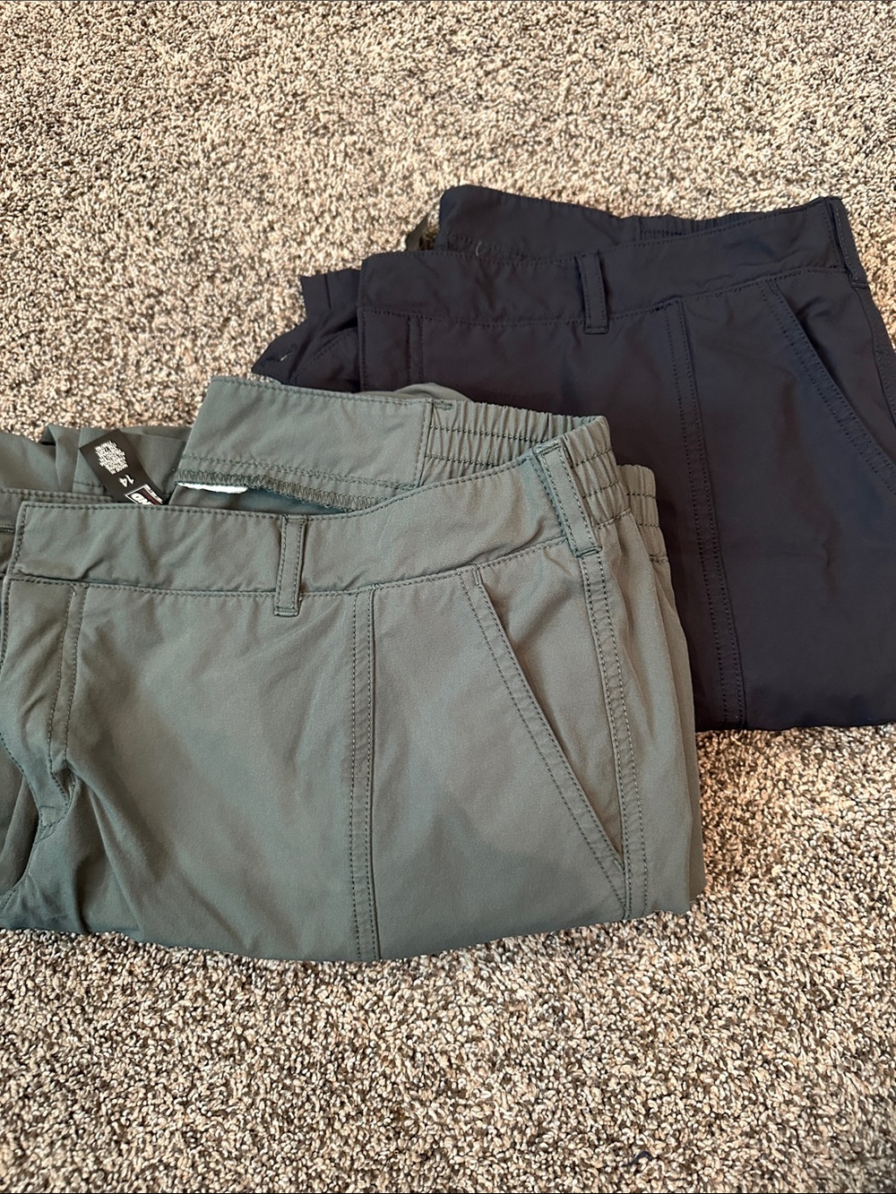 Lot of 2 Kirkland Signature Travel Pants.  Olive & Black. Size 14.